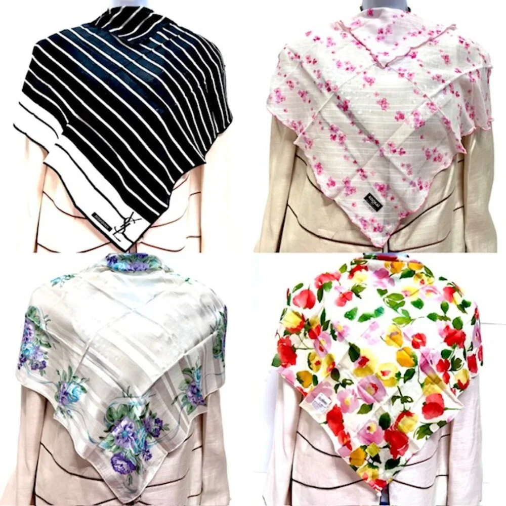 BUNDLE 4: YSL-YUKIKO H -KOOKAI P-SHILLA Scarf/Lg Hanker Cott/Silk 23